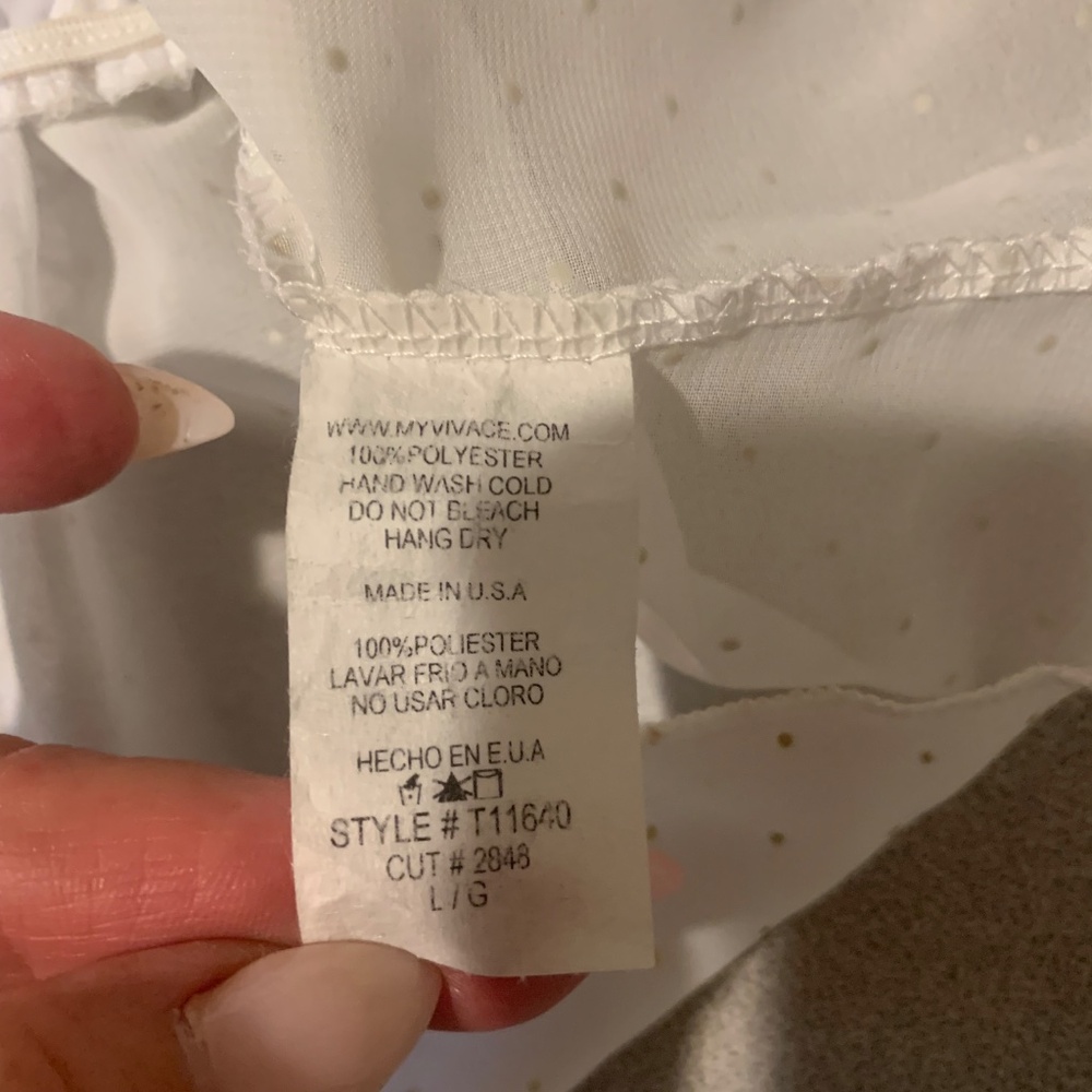Vivace White/Gold Strapless Peplum Top Sz L View 5